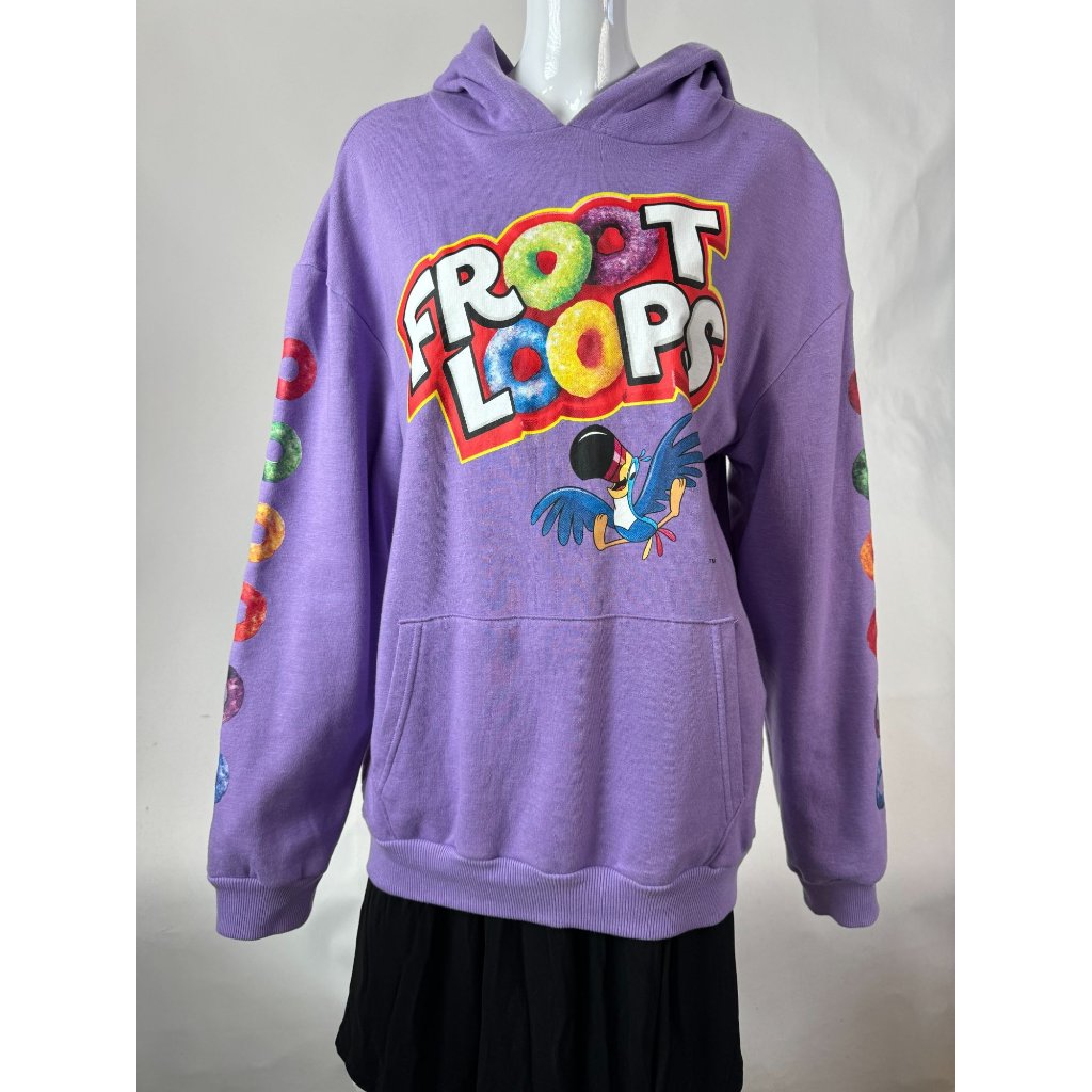 Kelloggs Froot Loops Graphic Hoodie L Purple CottonPolyester